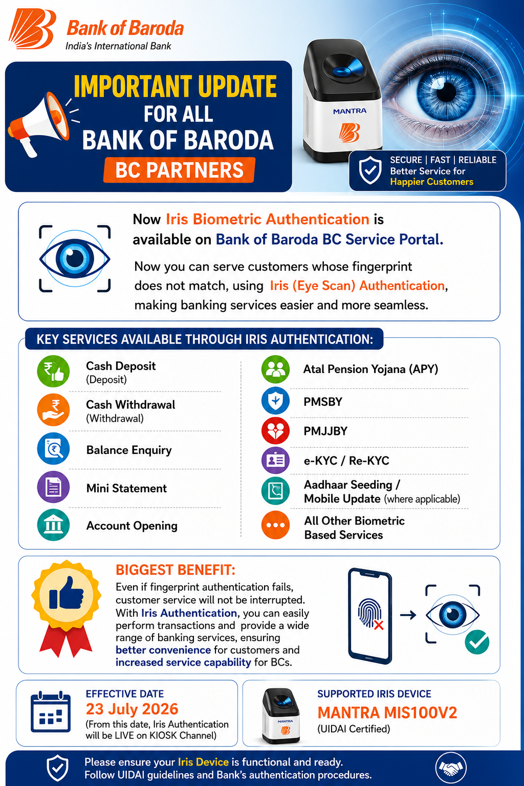 BOB Iris Authentication Update – Effective 23 July 2026