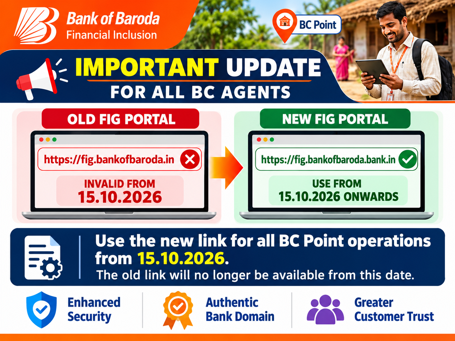 BOB FIG Portal URL Change – New Link Effective from 15 October 2026